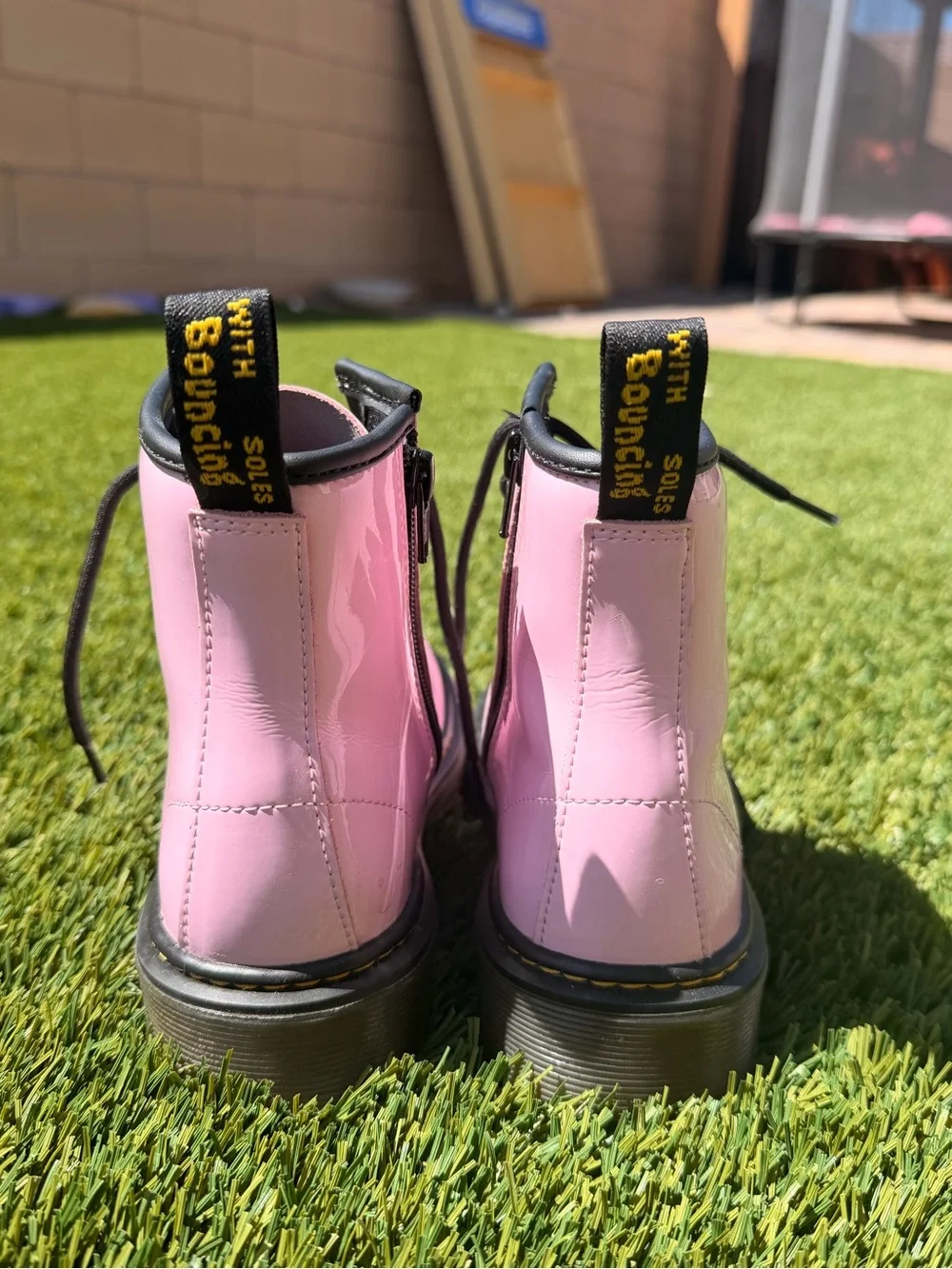 Dr. Martens shiny bubblegum